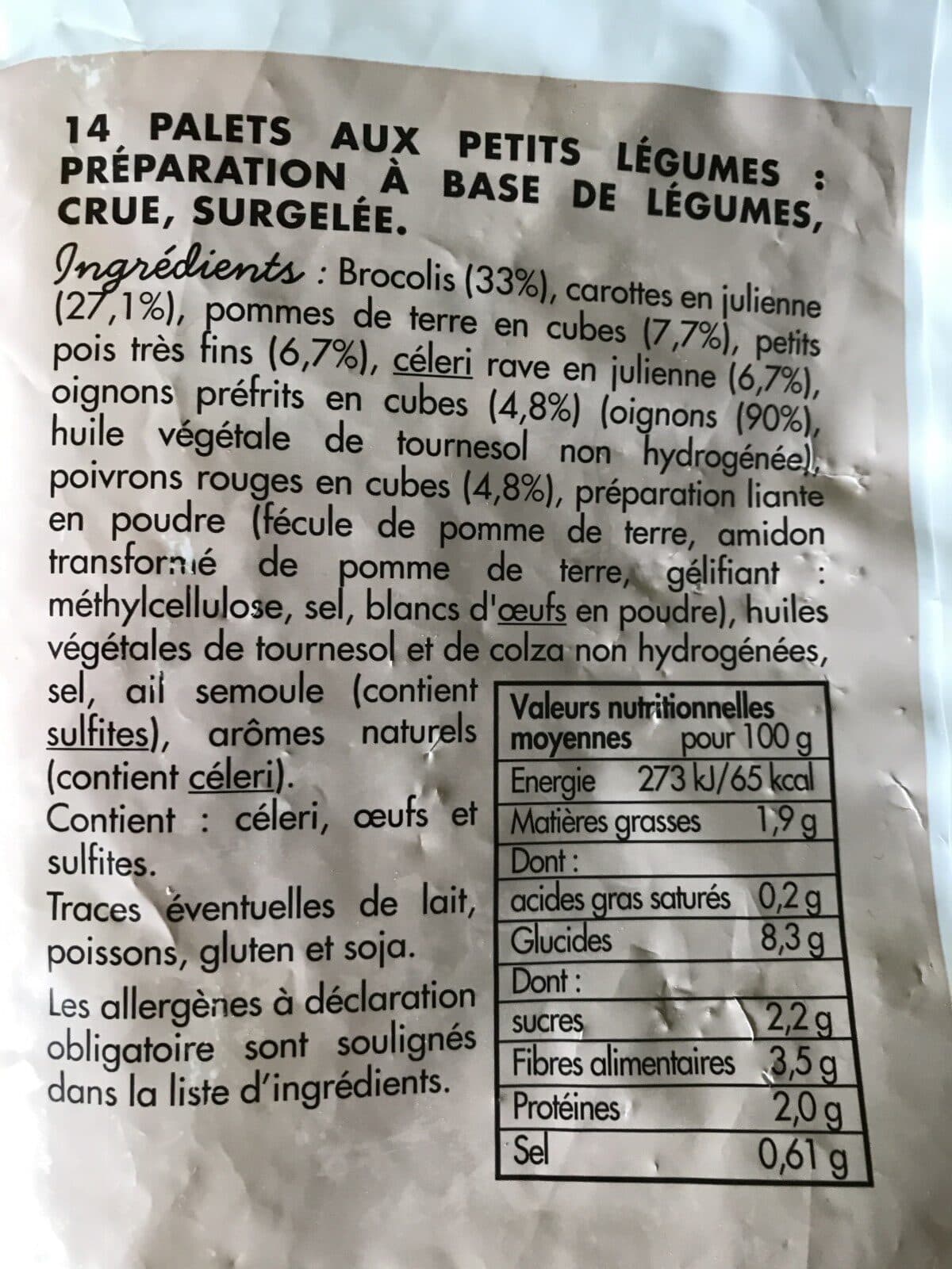 Toupargel Palets aux Petits Légumes packshot