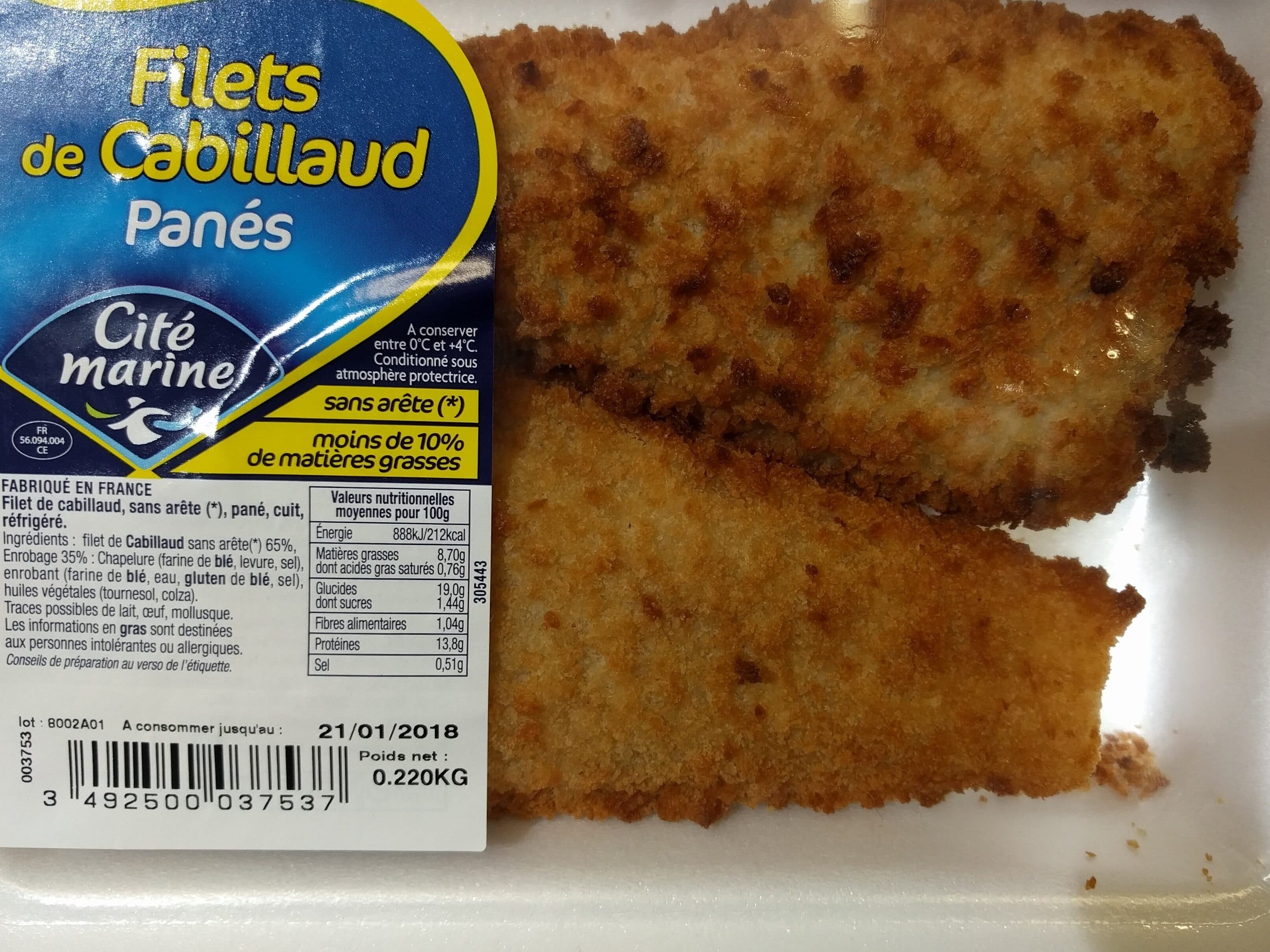 Cite marine Filets de cabillaud MSC panés - 220g - Frais packshot