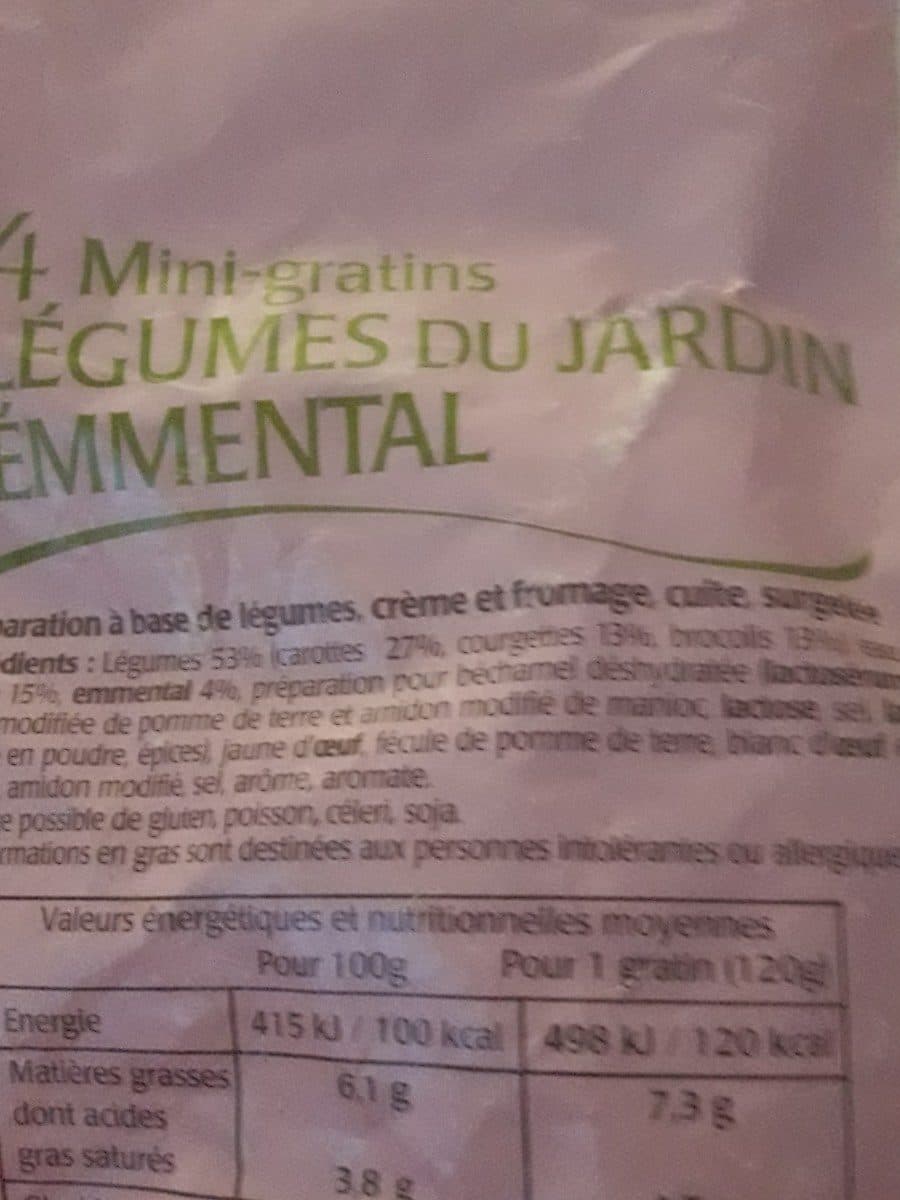 Open Food Facts 4 mini gratins légumes du jardin emmental packshot