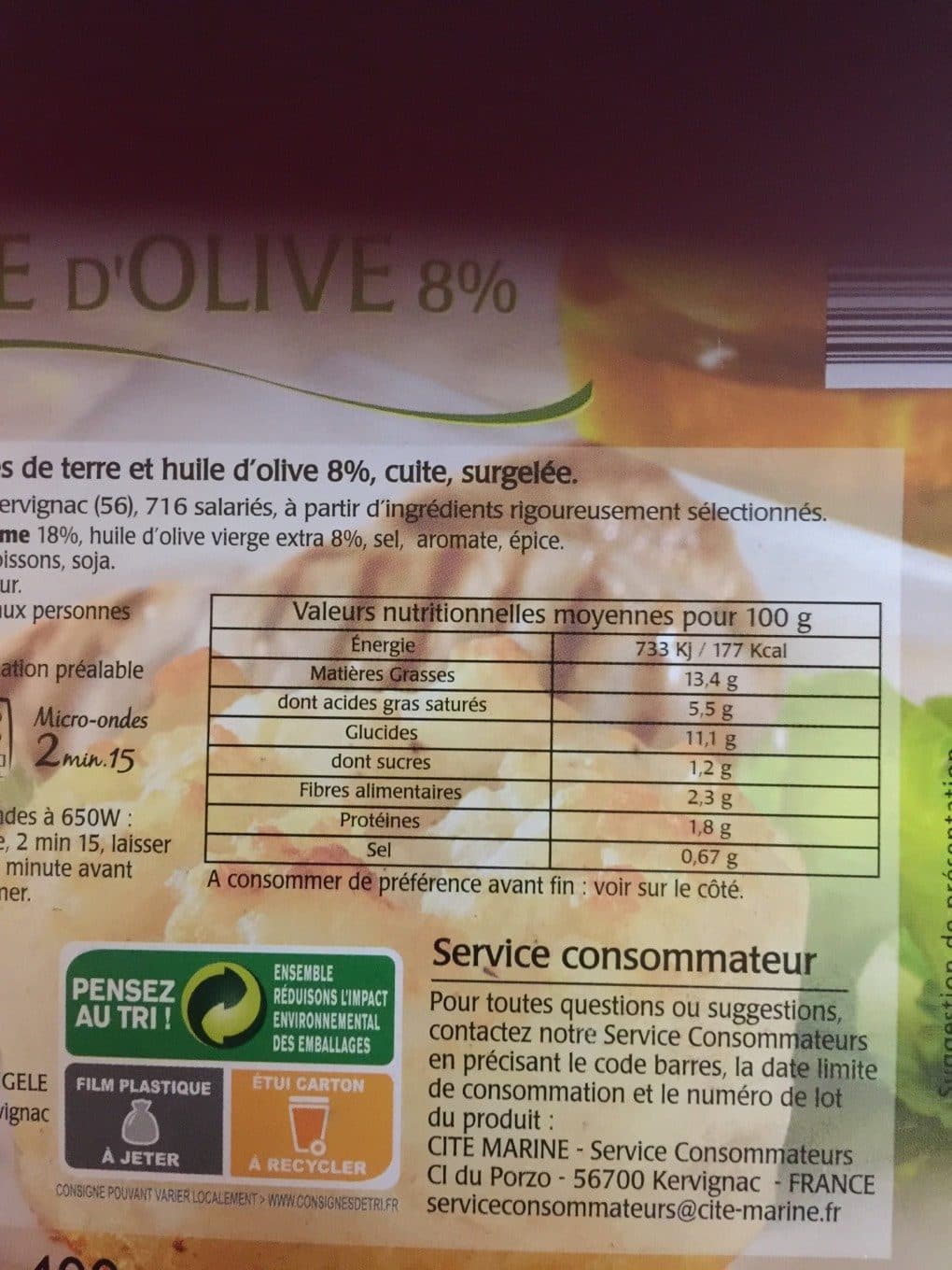 Cite Marine écrasée De Pommes De Terre à L'huile D'olive packshot
