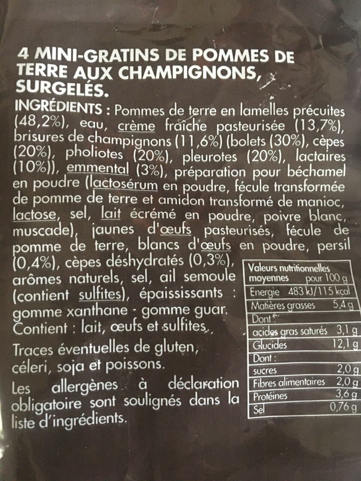 Toupargel Mini gratin pomme de terres aux cepes et bolets packshot