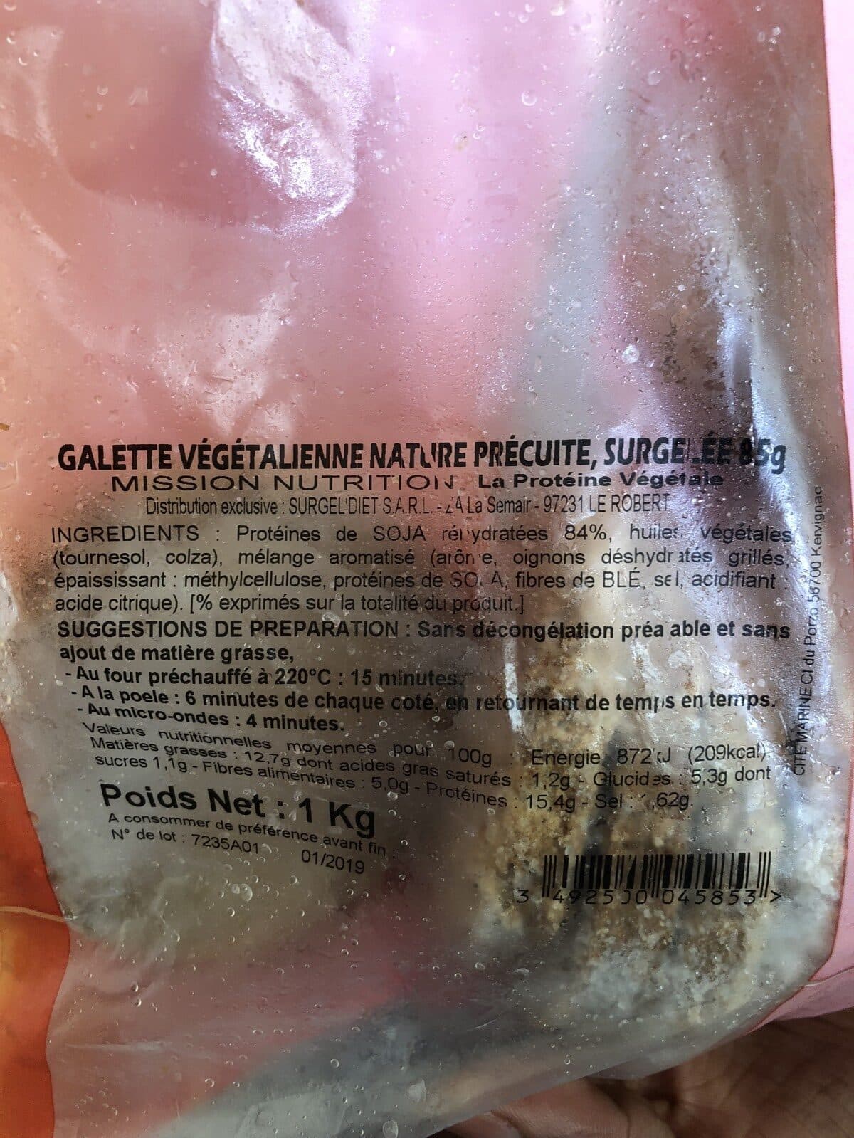 Open Food Facts Galette vegetalienne nature packshot