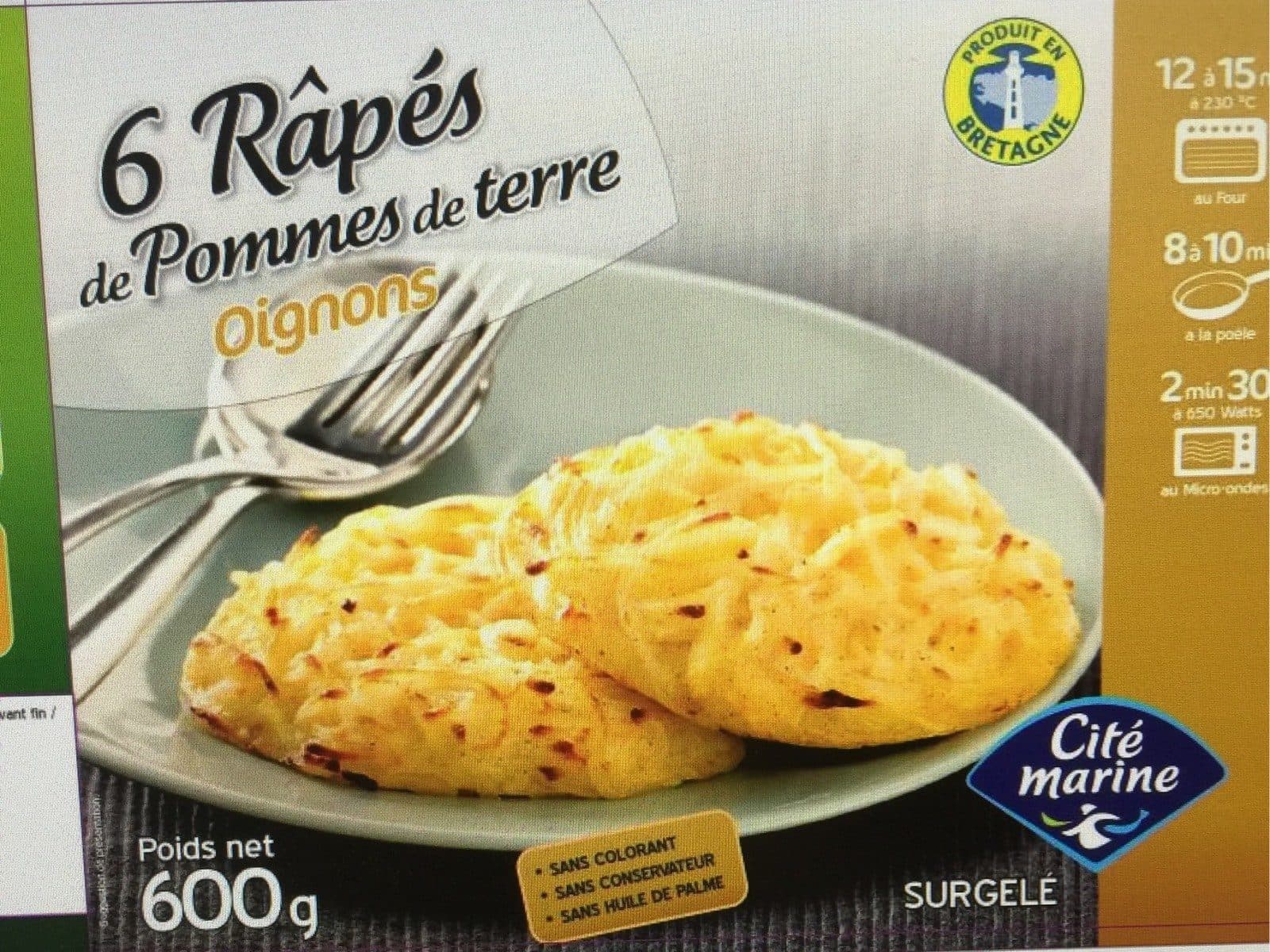 Cité Marine Râpés de pomme de terre oignons CITE MARINE 6x100g packshot