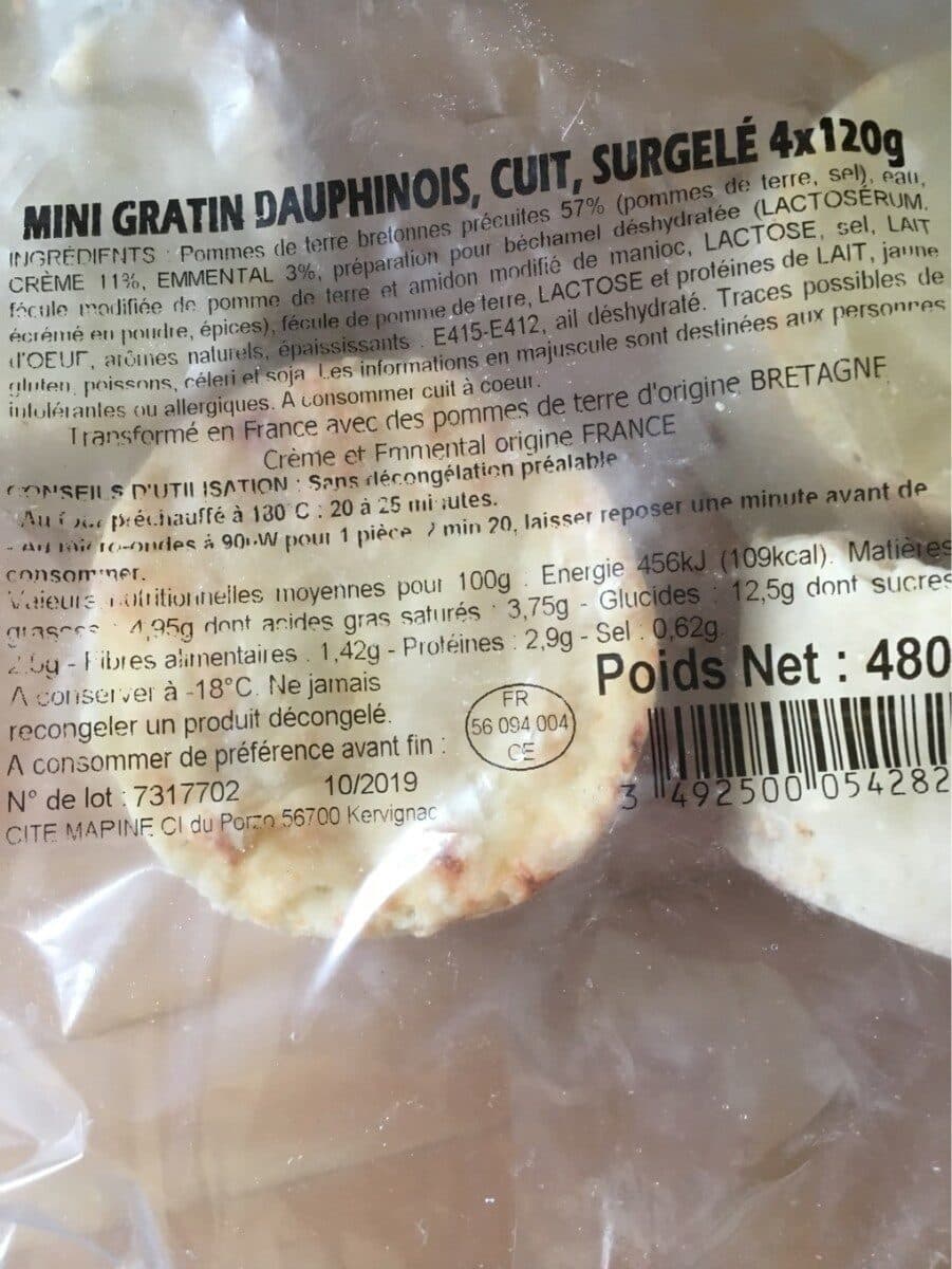 Open Food Facts Mini Gratin dauphinois Surgelé packshot