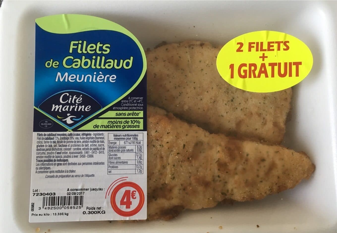 Cité Marine Filet de cabillaud meunière packshot