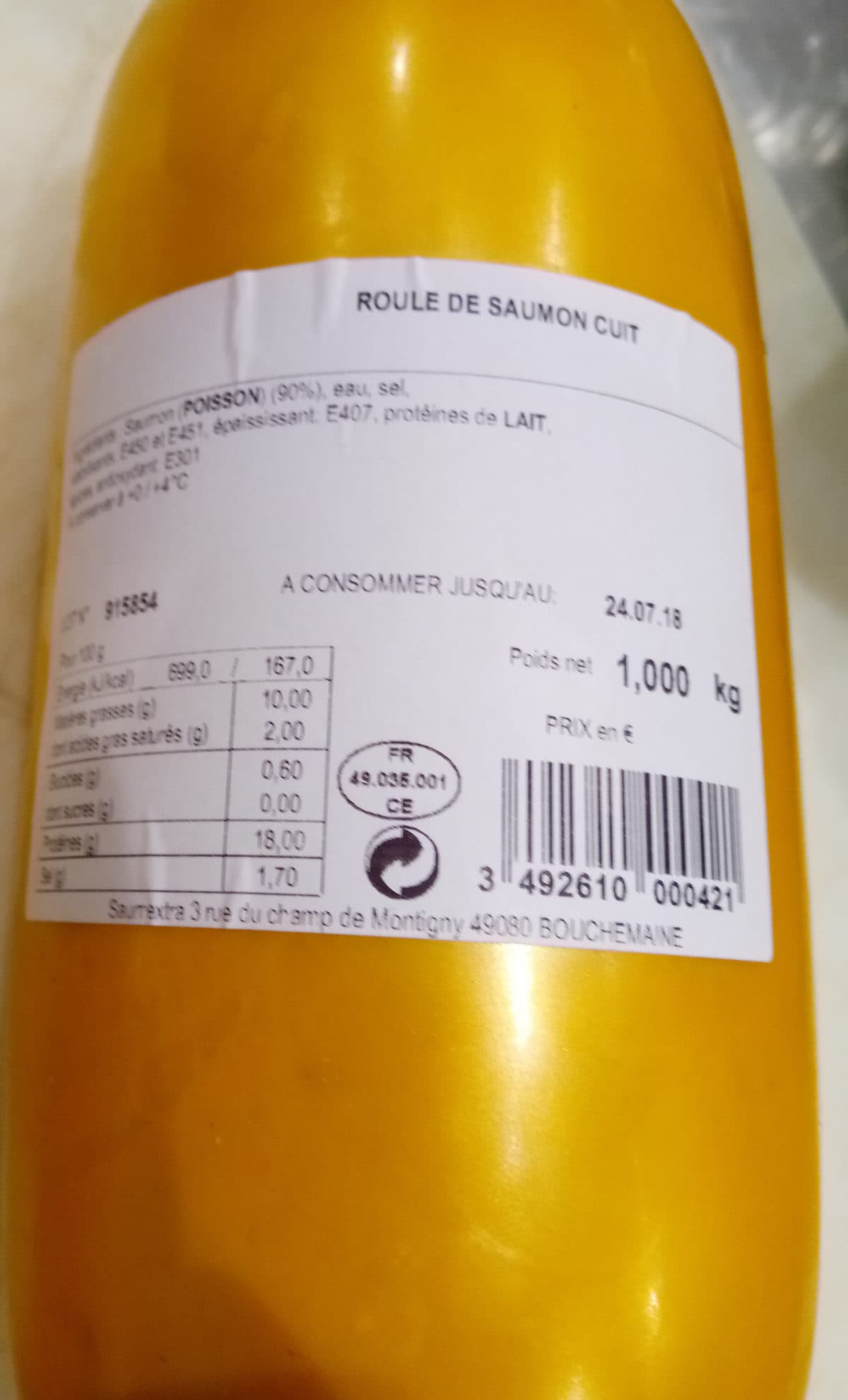 Saumextra Roulé de Saumon Cuit packshot