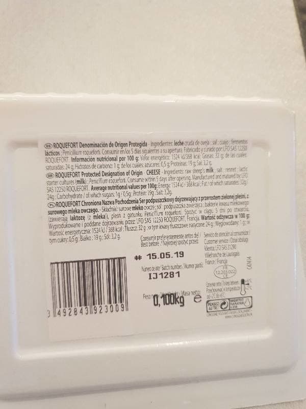 Open Food Facts Roquefort Cantorel 100GR packshot