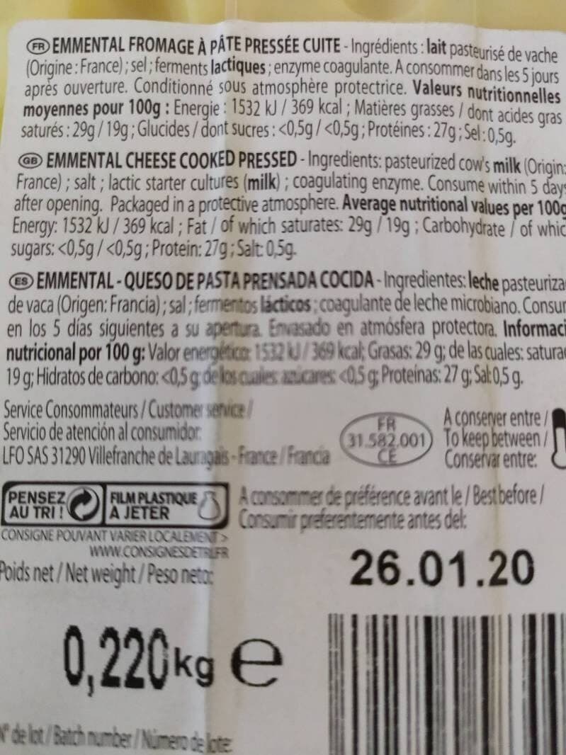 Cantorel Emmental Cheese Cantorel packshot