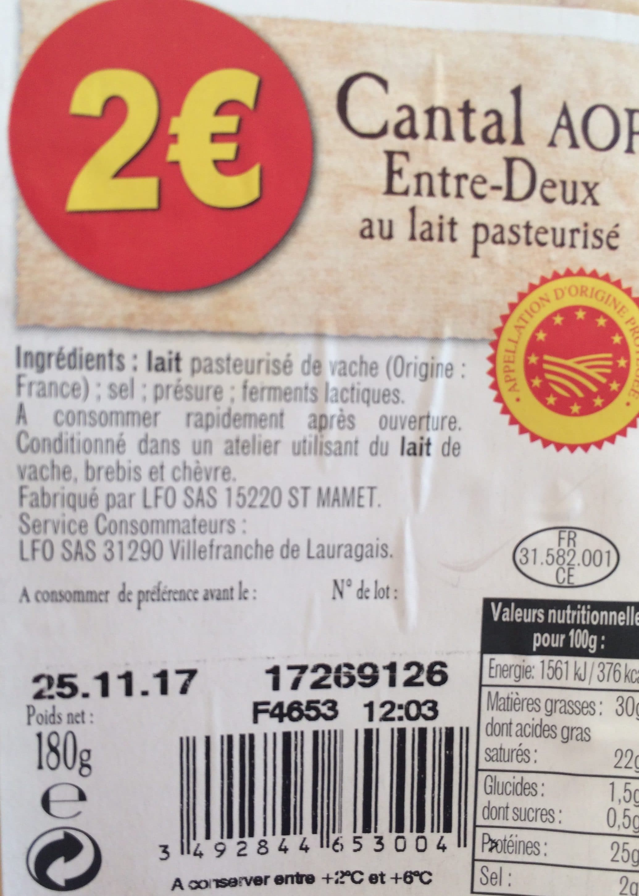 Aucune Cantal entre deux packshot