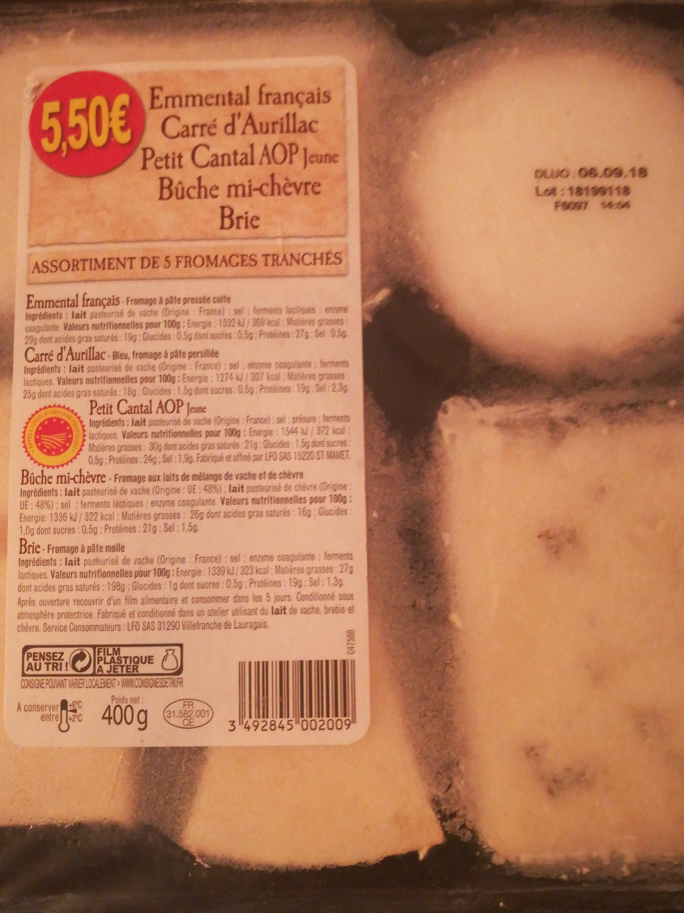 Open Food Facts Tout frais tout pret !, Plateau de 5 fromages packshot