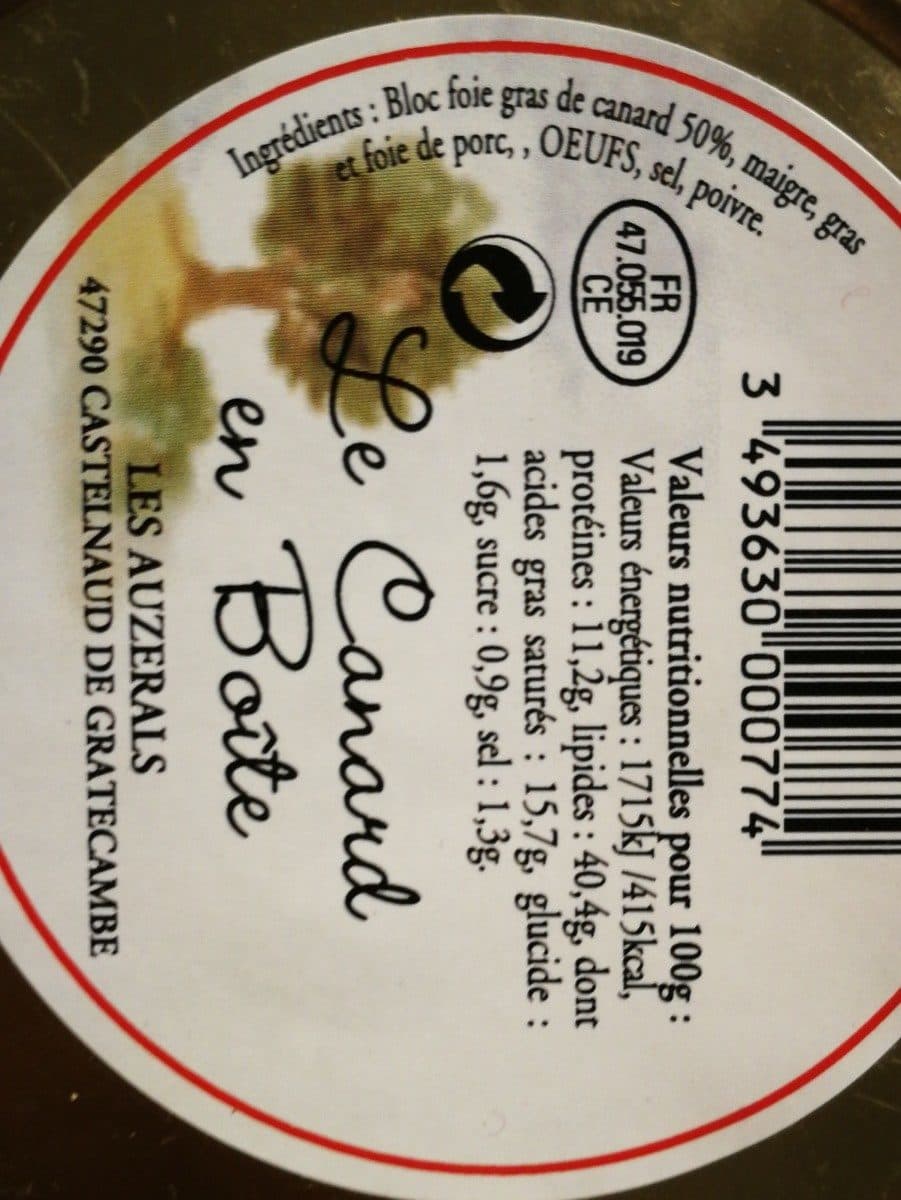 Open Food Facts Médaillon au foie gras de canard packshot
