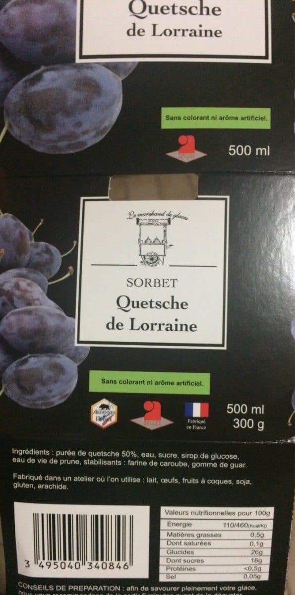 Le Marchand de Glaces Sorbet Quetsche de Lorraine packshot