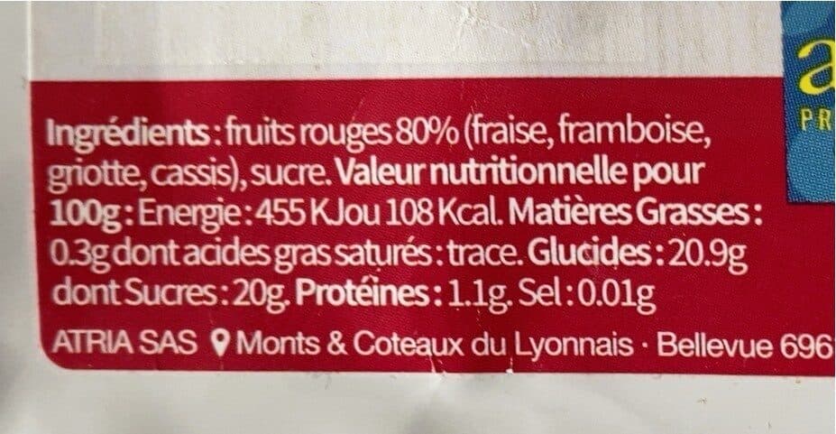 Open Food Facts Coulis fruit rouge packshot