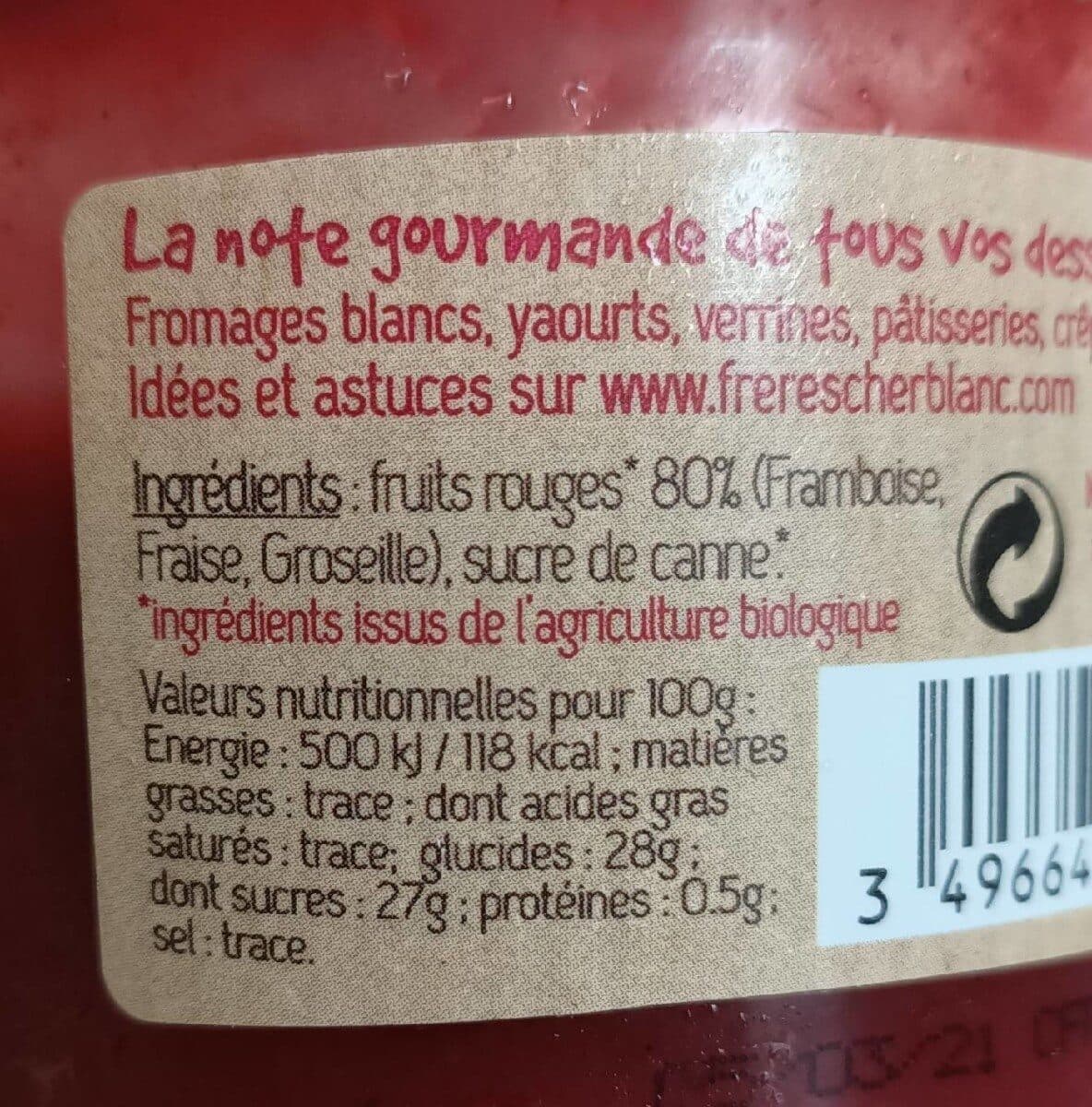 Open Food Facts Coulis fruits rouges packshot