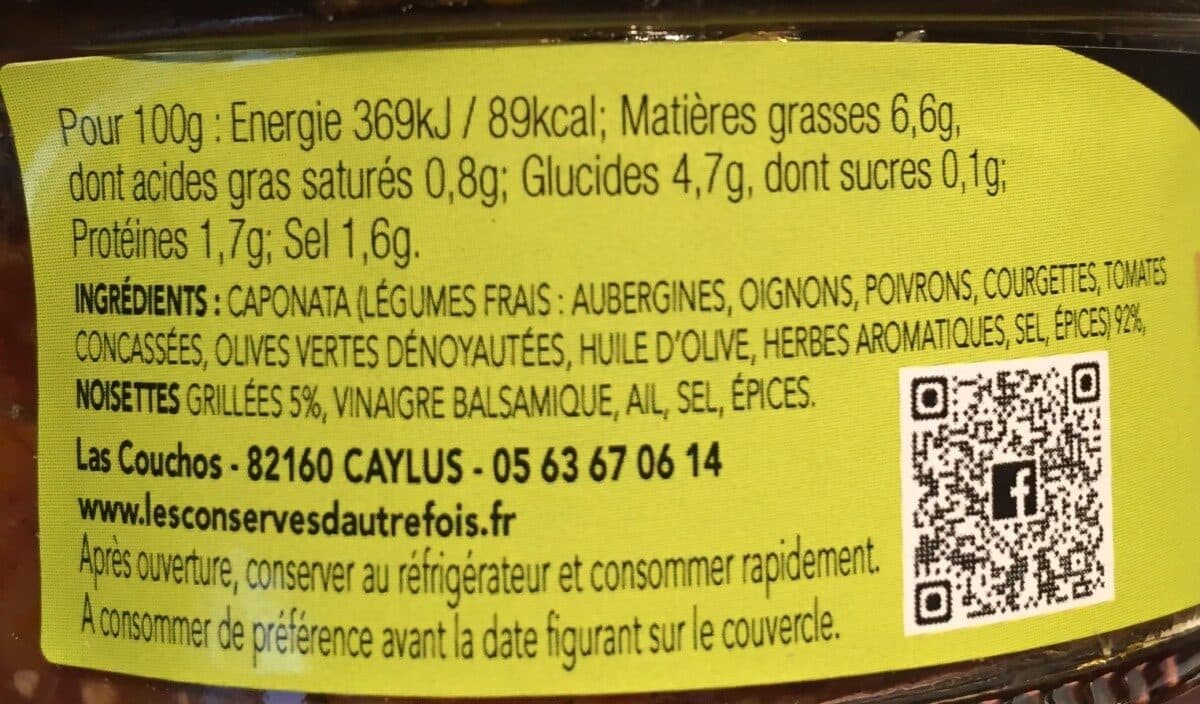 Open Food Facts Confit de caponata packshot