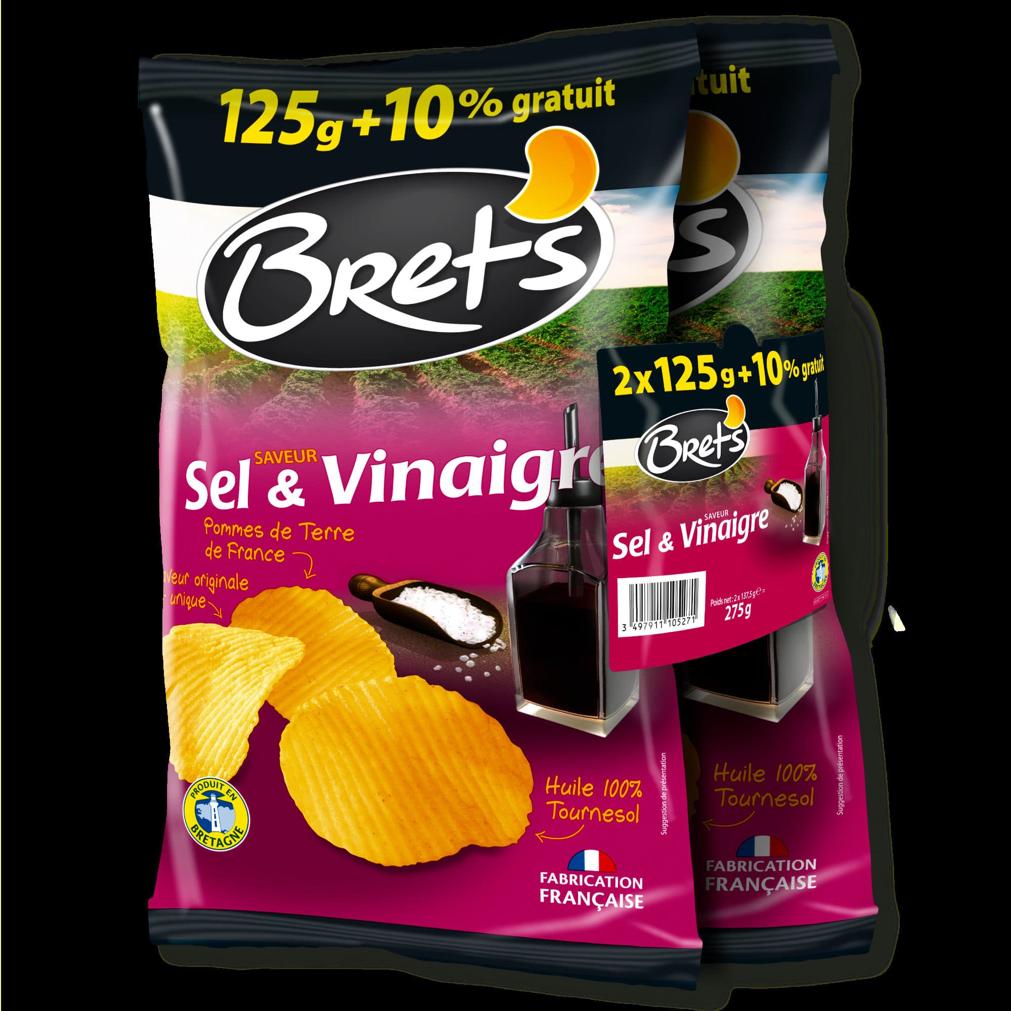 Bret's Chips saveur sel & vinaigre Les Aromatisées packshot