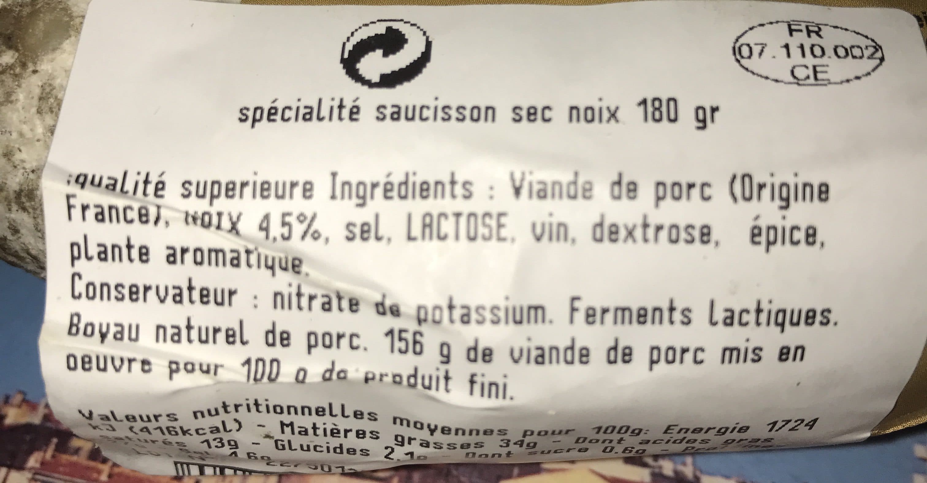 Cevennes Saucisson artisanal aux noix packshot