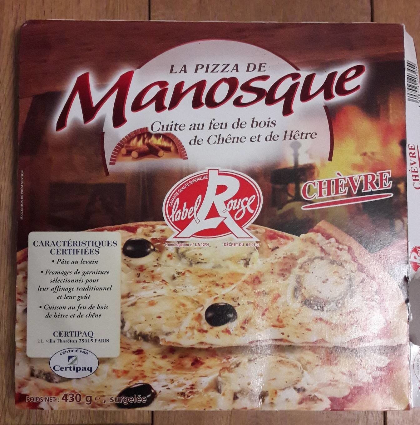 Manosque Pizza de manosque, Pizza au chevre packshot