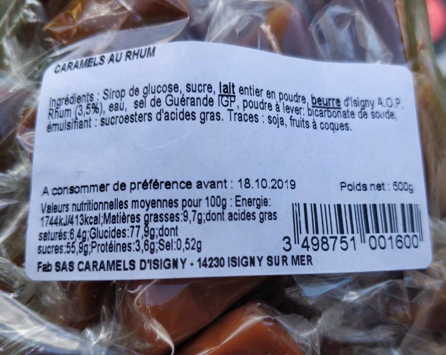 Open Food Facts Caramels au rhum packshot