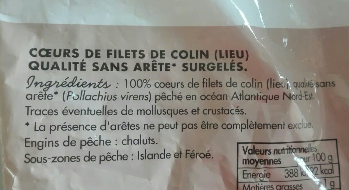 Open Food Facts Coeurs de filets de colin packshot