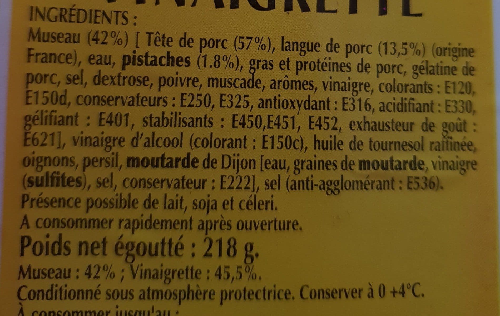 Gourmets de l'Artois Museau Vinaig.400G.3E., packshot