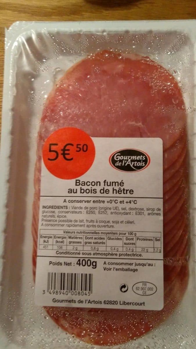 Gourmets de l'Artois Bacon fumé au bois de hêtre packshot