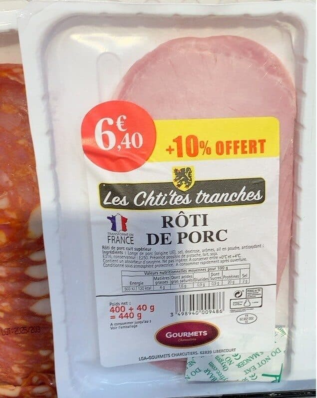 Gourmets de l'Artois Rôti de porc cuit packshot