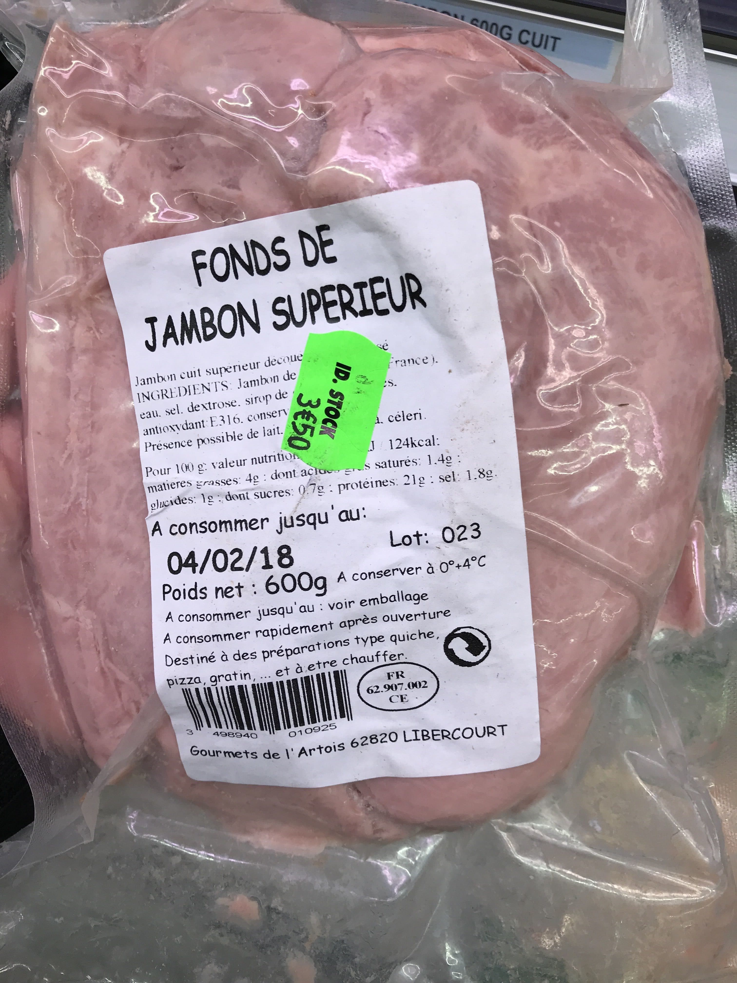 Gourmets de l'Artois Fonds de jambon supérieur packshot