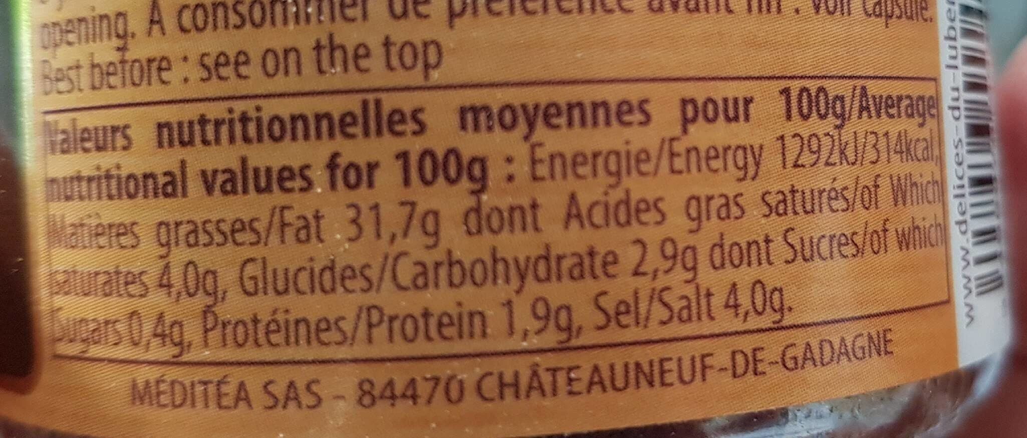 Délice du luberon Tapenade noir packshot