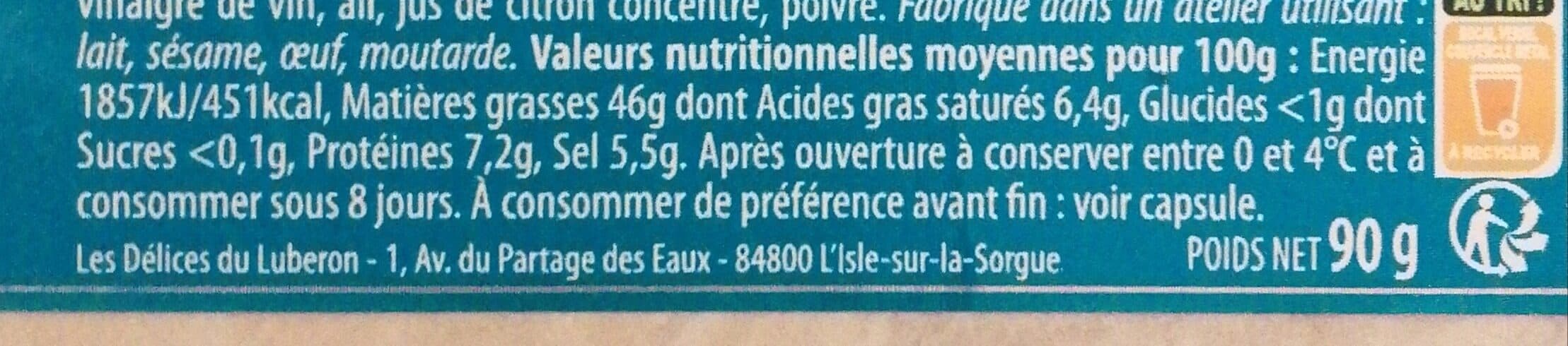 Les Delices Du Luberon Crème D'anchois packshot