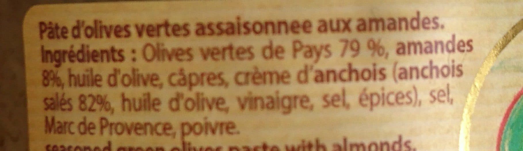 Open Food Facts Tapenade aux olives vertes de Pays et amandes packshot