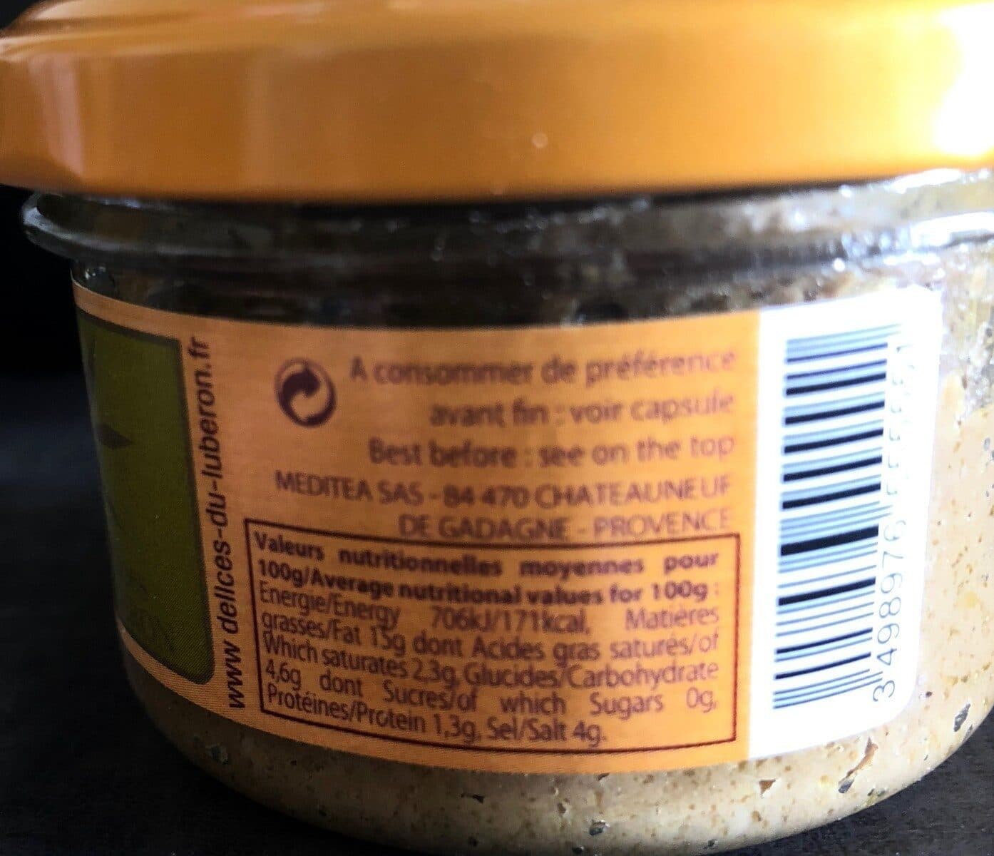 Les Delices Du Luberon Tapenade Verte packshot