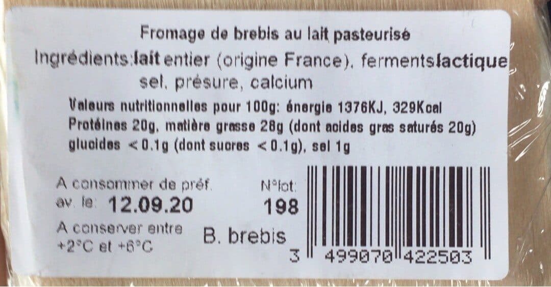Fromagerie de Jussac Brique du forez - Fromage de brebis au lait pasteurisé packshot