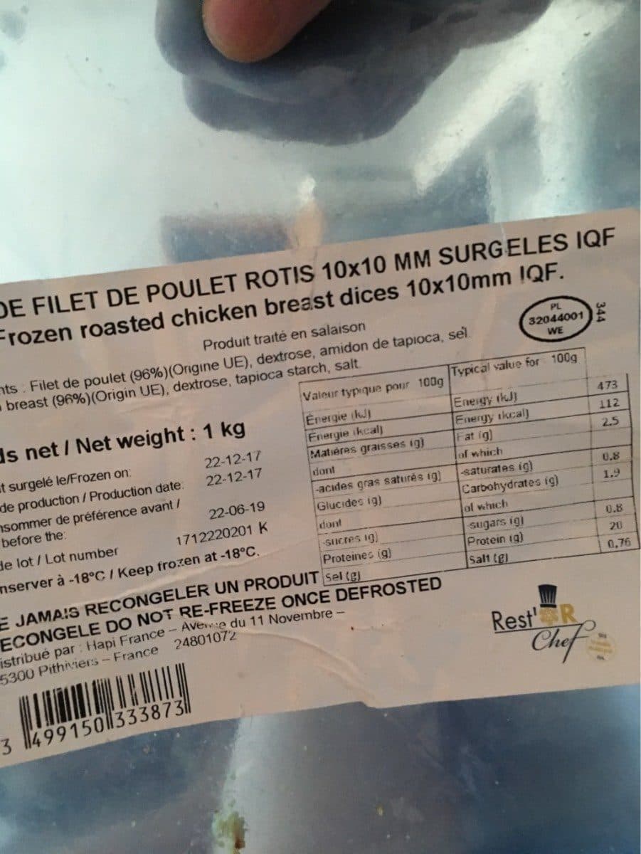 Open Food Facts Des de filet de poulet roti packshot