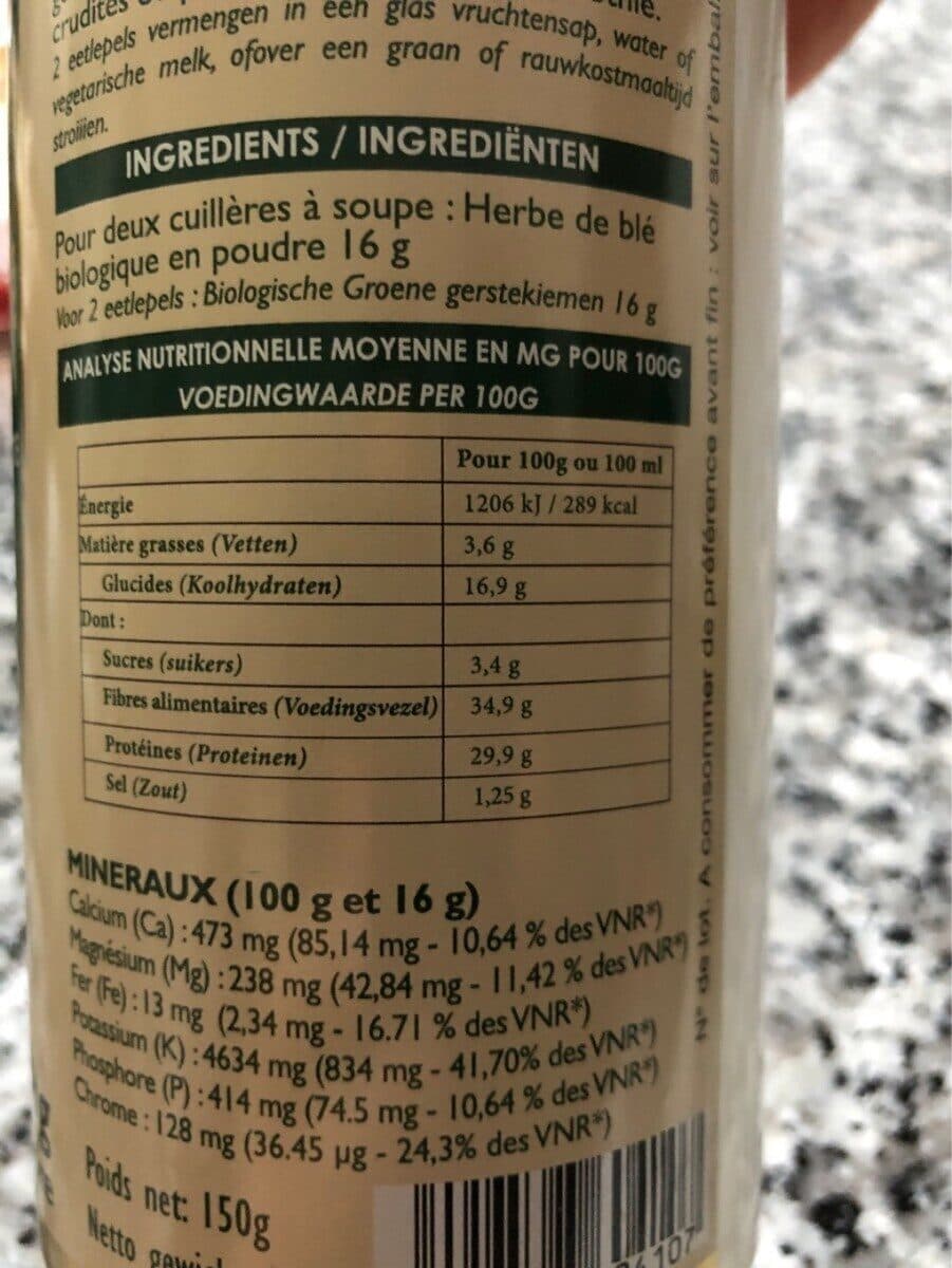 SFB Jus D'herbe De Blé Bio - 150 g packshot