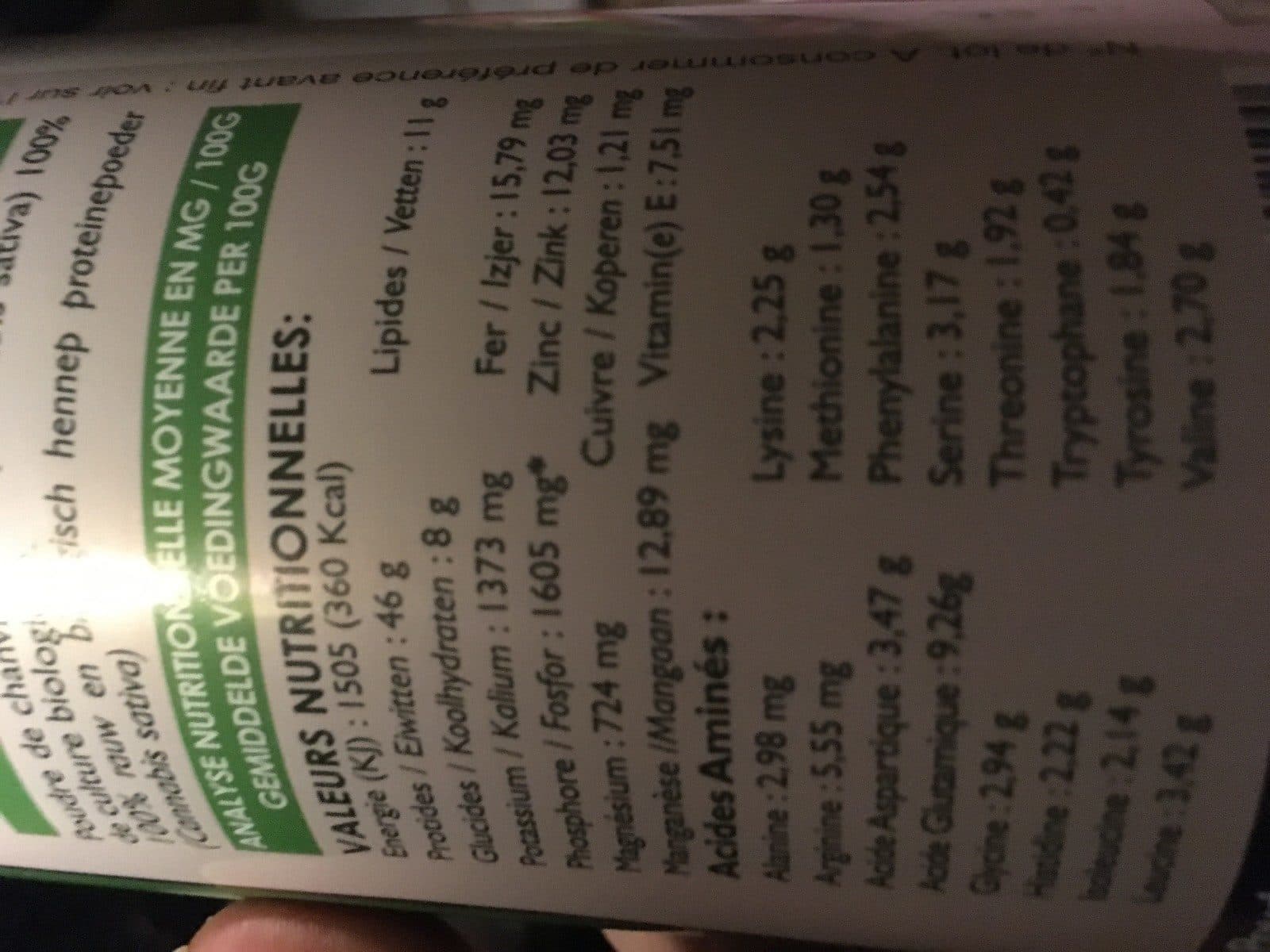 Open Food Facts Proteine vegetal chanvre cru packshot