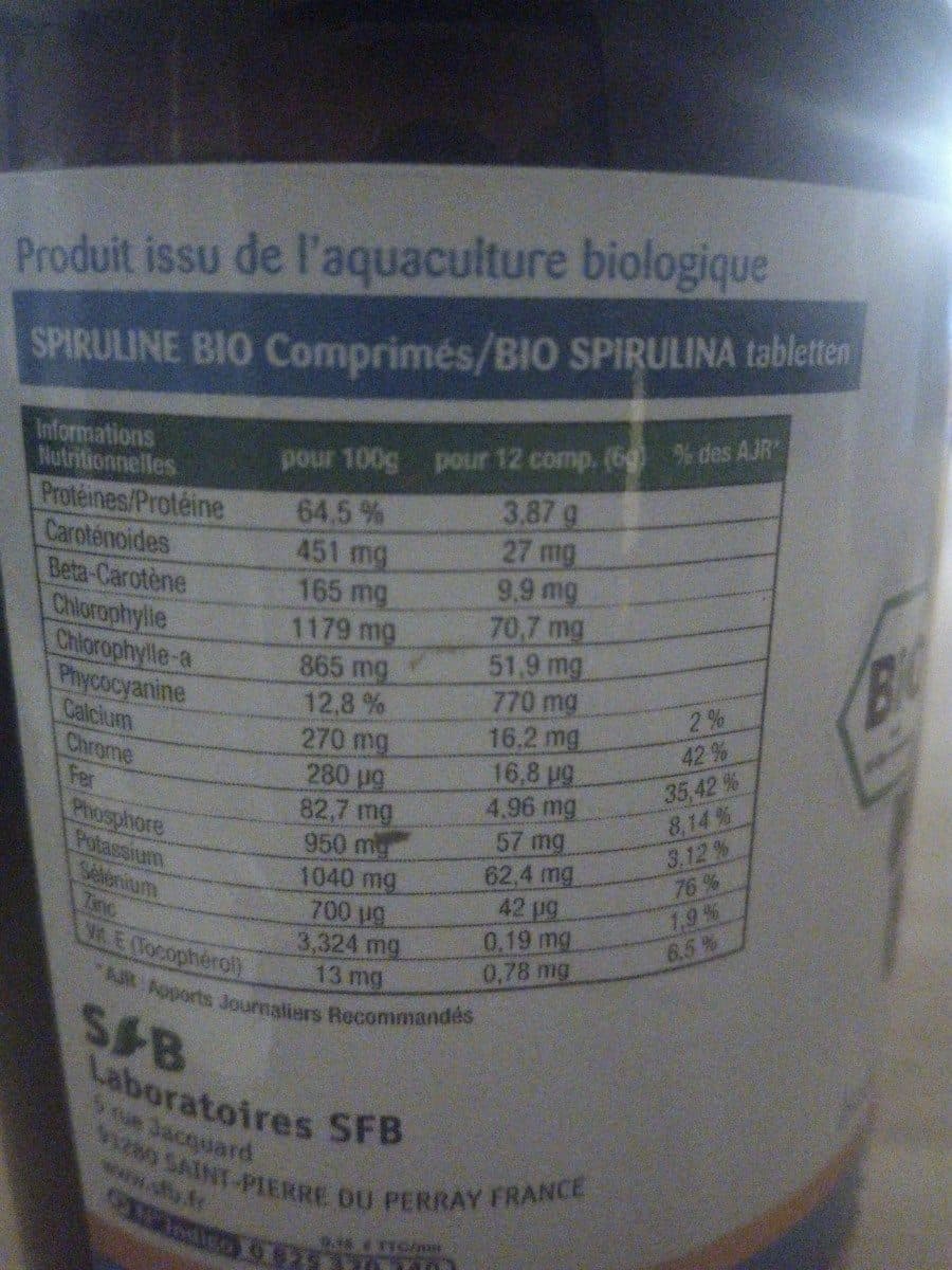 Sfb laboratoires Spiruline bio packshot