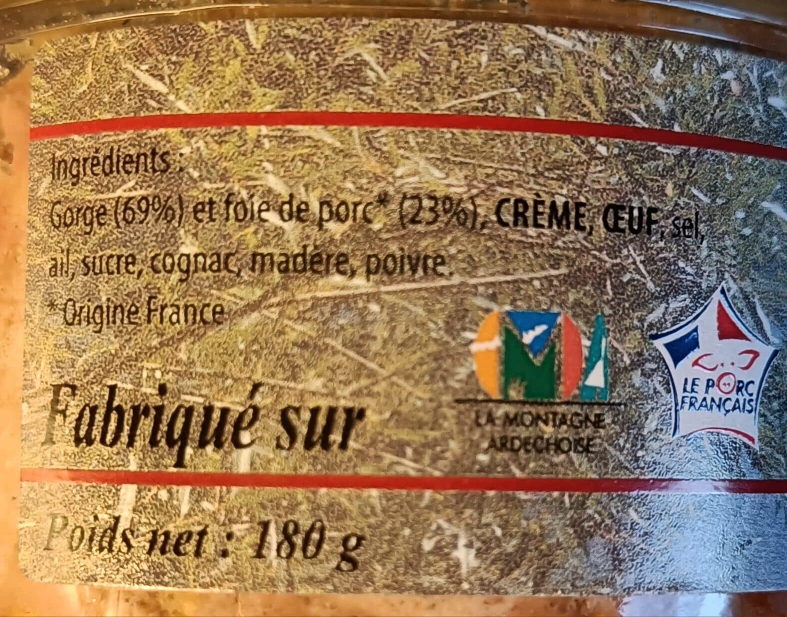 Open Food Facts Terrine du lac d'issarles , le pot en verre de 180 gr packshot