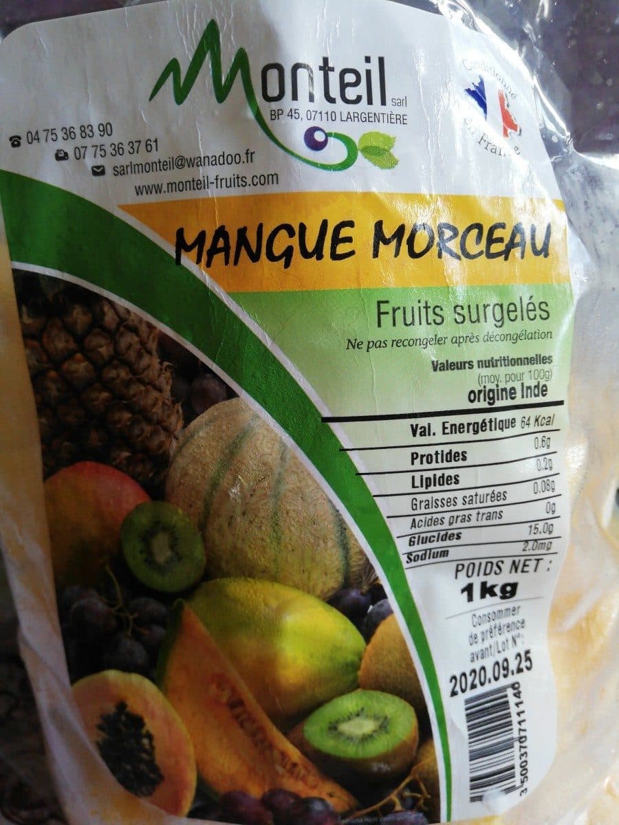 Monteil Mangue morceaux surgelés packshot