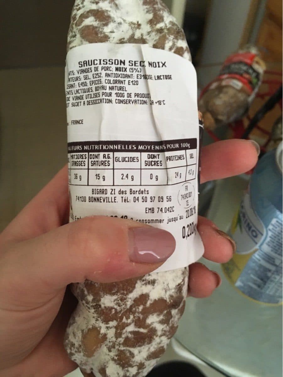 Open Food Facts Saucisson aux noix packshot