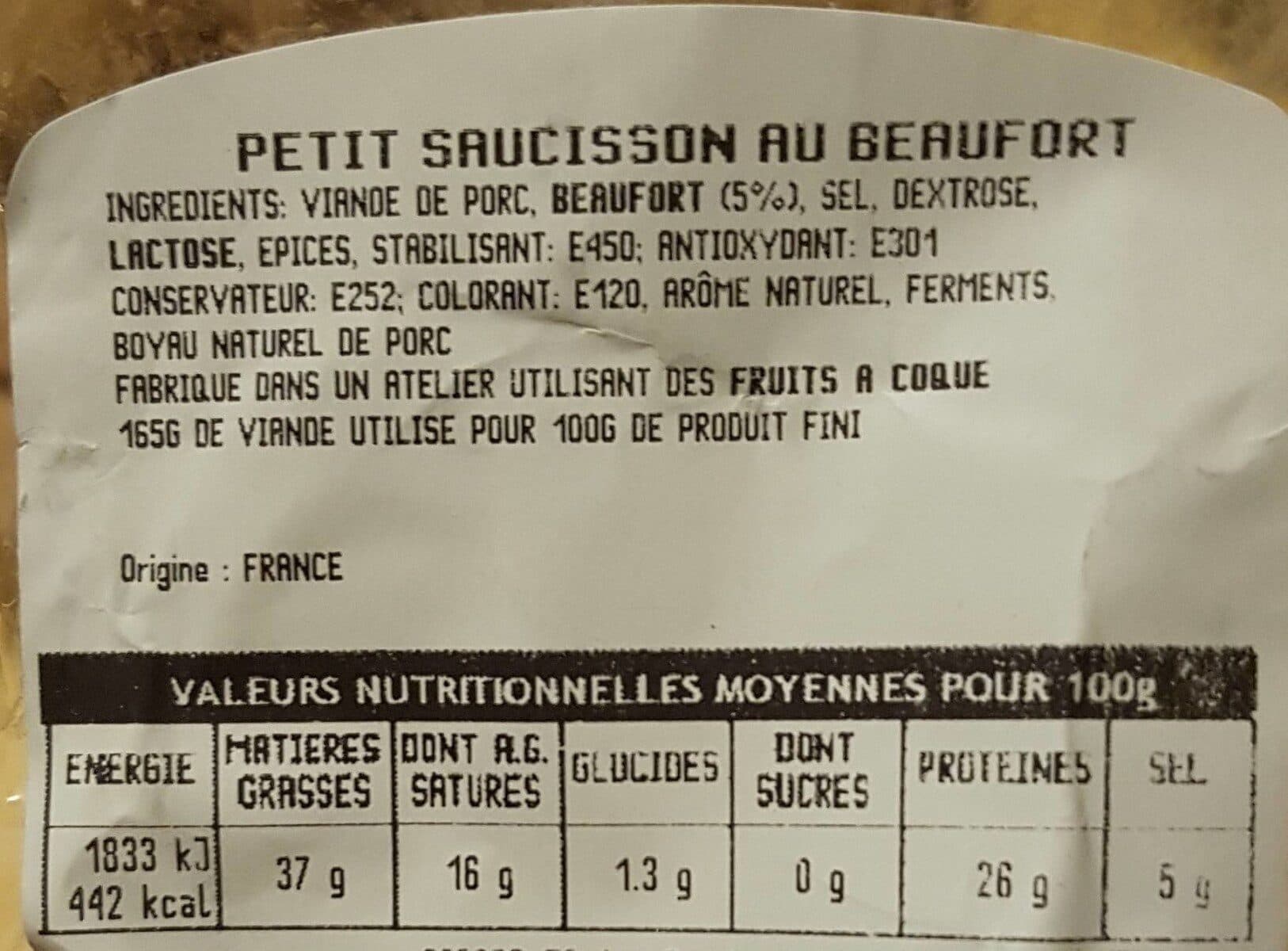Open Food Facts Saucisson au beaufort packshot