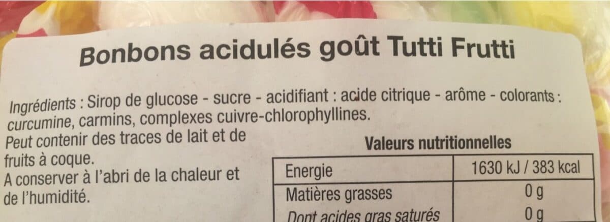 Open Food Facts Bonbons acidulés goût tutti frutti packshot