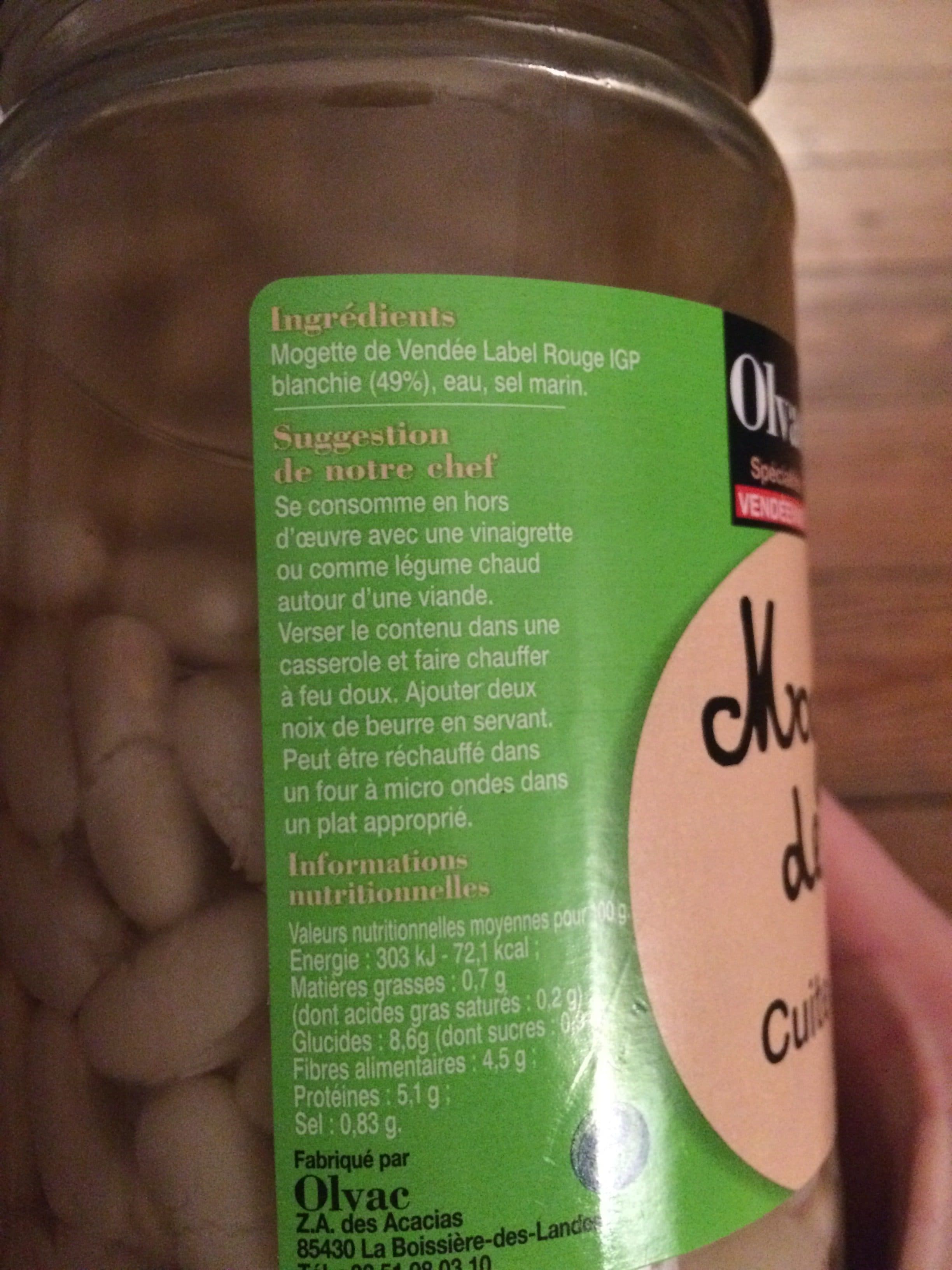 Olvac Mogette de Vendée IGP LABEL ROUGE cuite au naturel 530g packshot