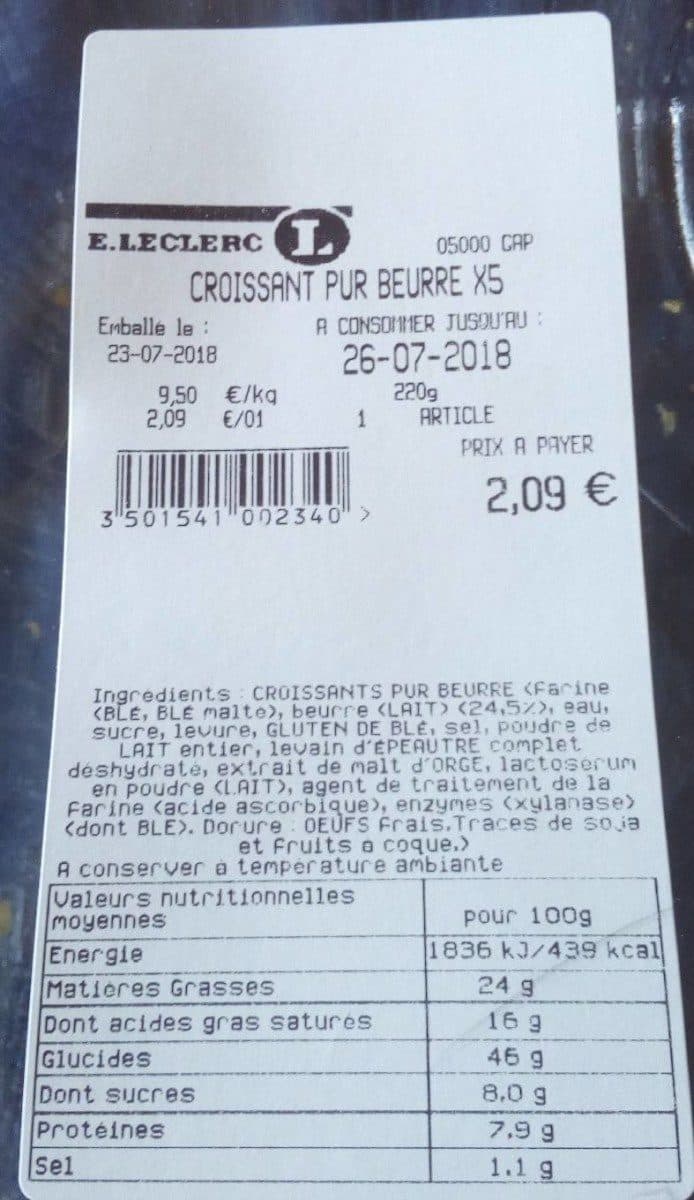 Open Food Facts Croissant pur beurre packshot