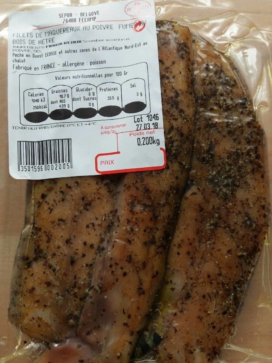 Open Food Facts Filets de maquereaux au poivre fumés au bois de hêtre packshot