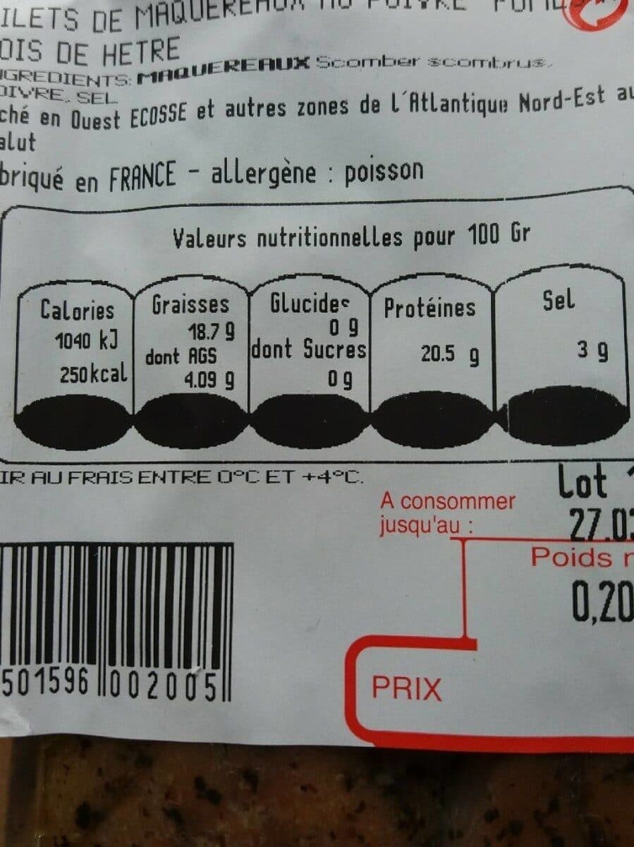 Open Food Facts Filets de maquereaux au poivre fumés au bois de hêtre packshot