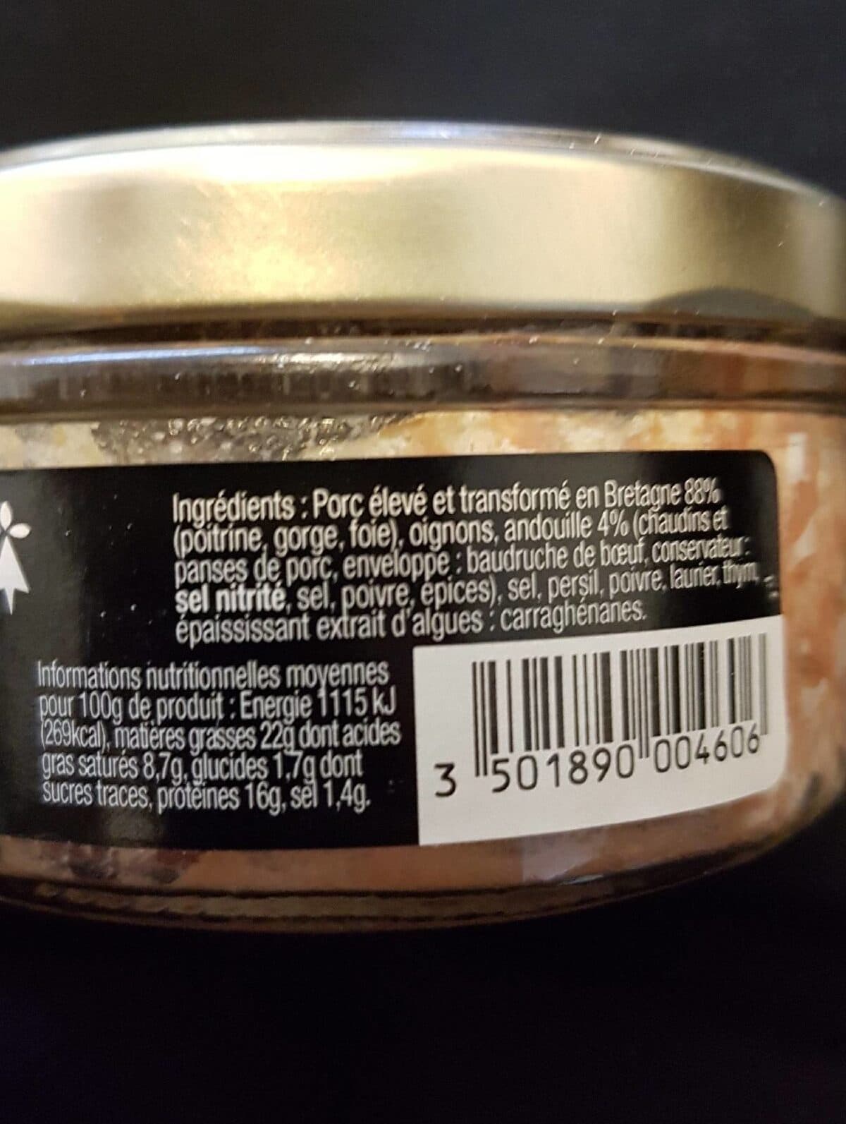 Open Food Facts Pâté de campagne à l'andouille packshot