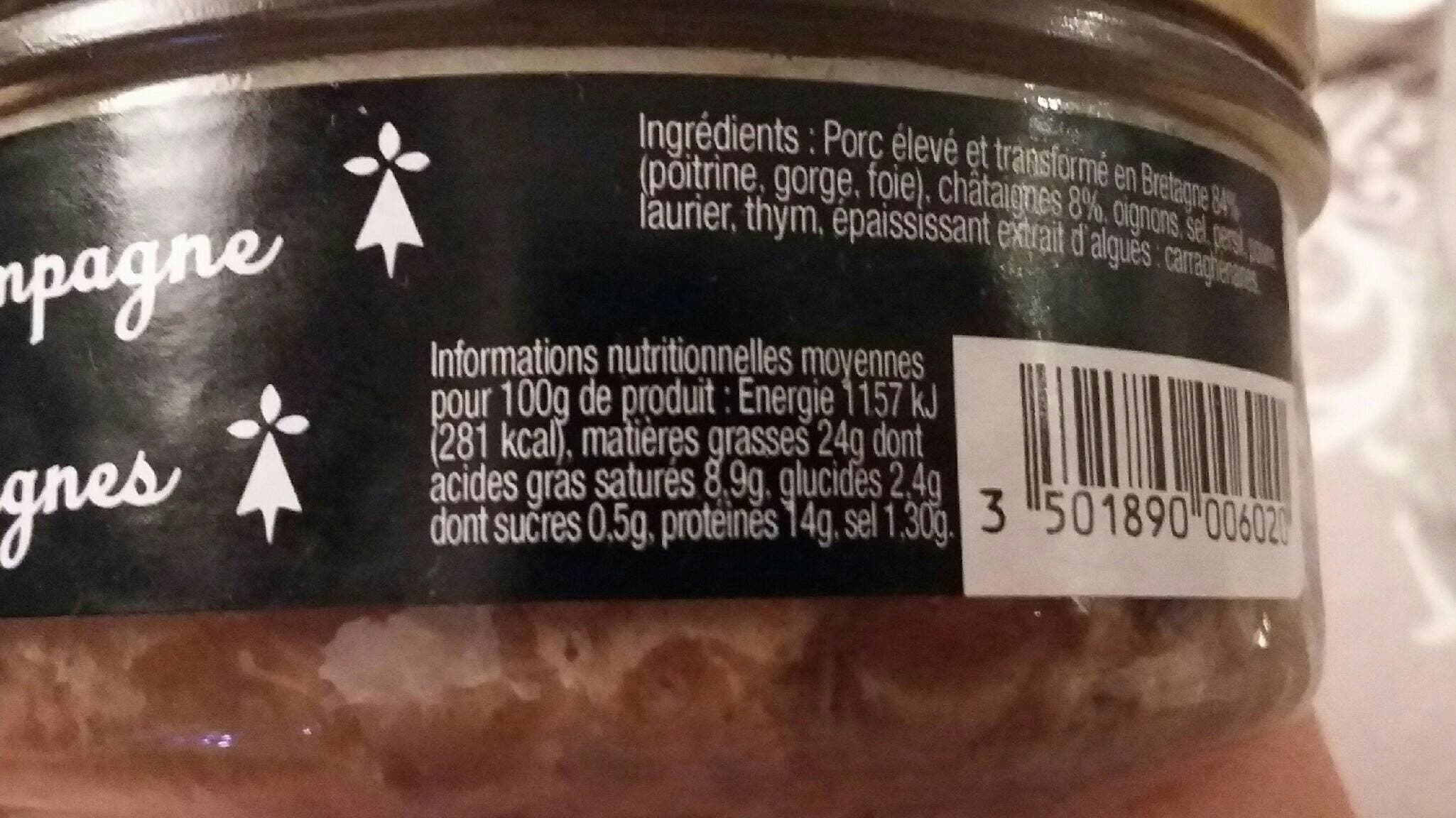 Algoplus Pate De Campagne Breton Aux Chataignes packshot