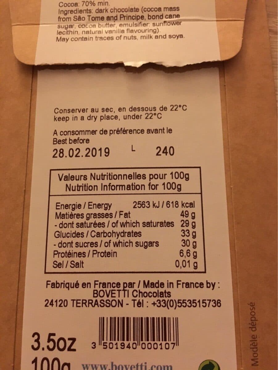 Bovetti Chocolat noir packshot