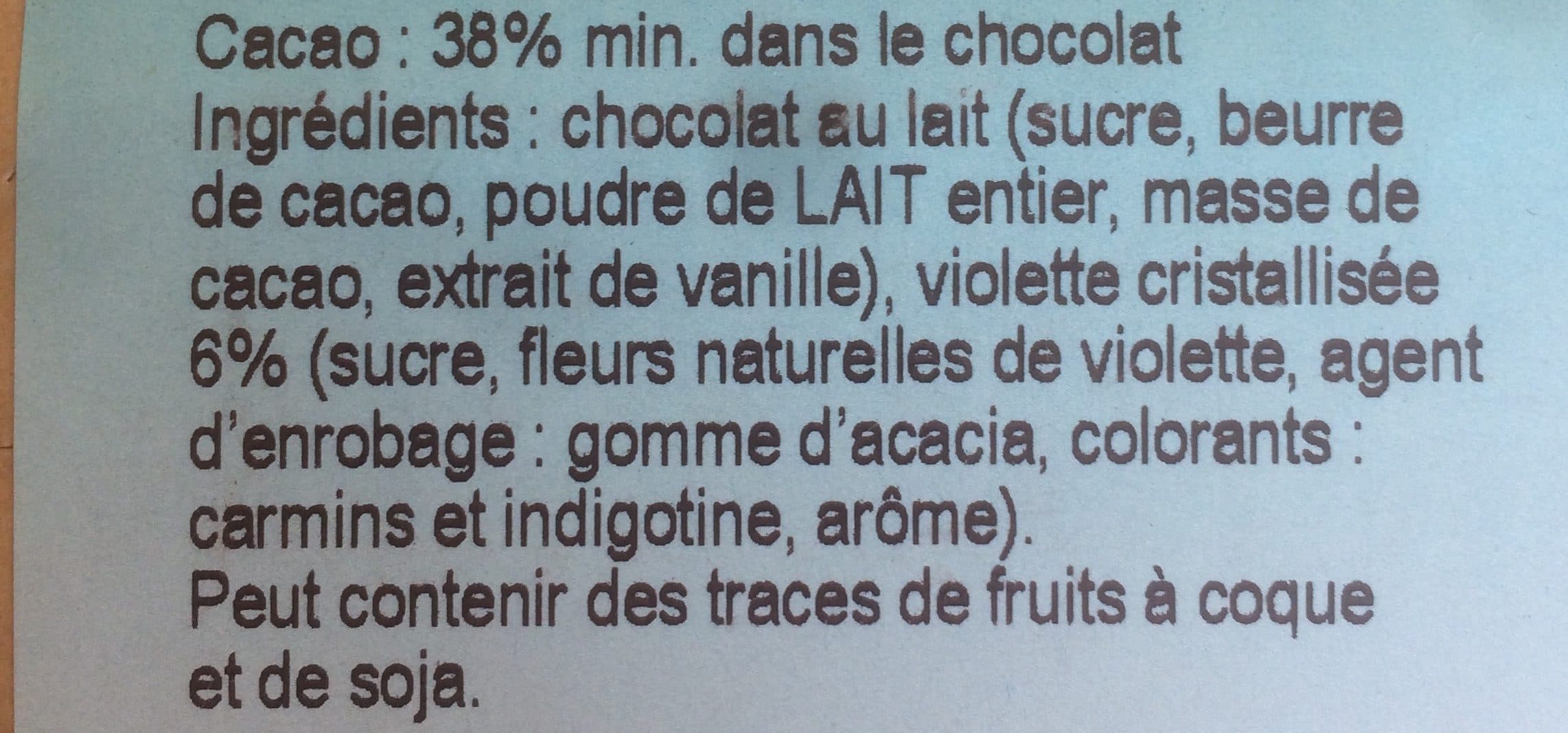 Bovetti Chocolat au lait violettes cristallisées packshot